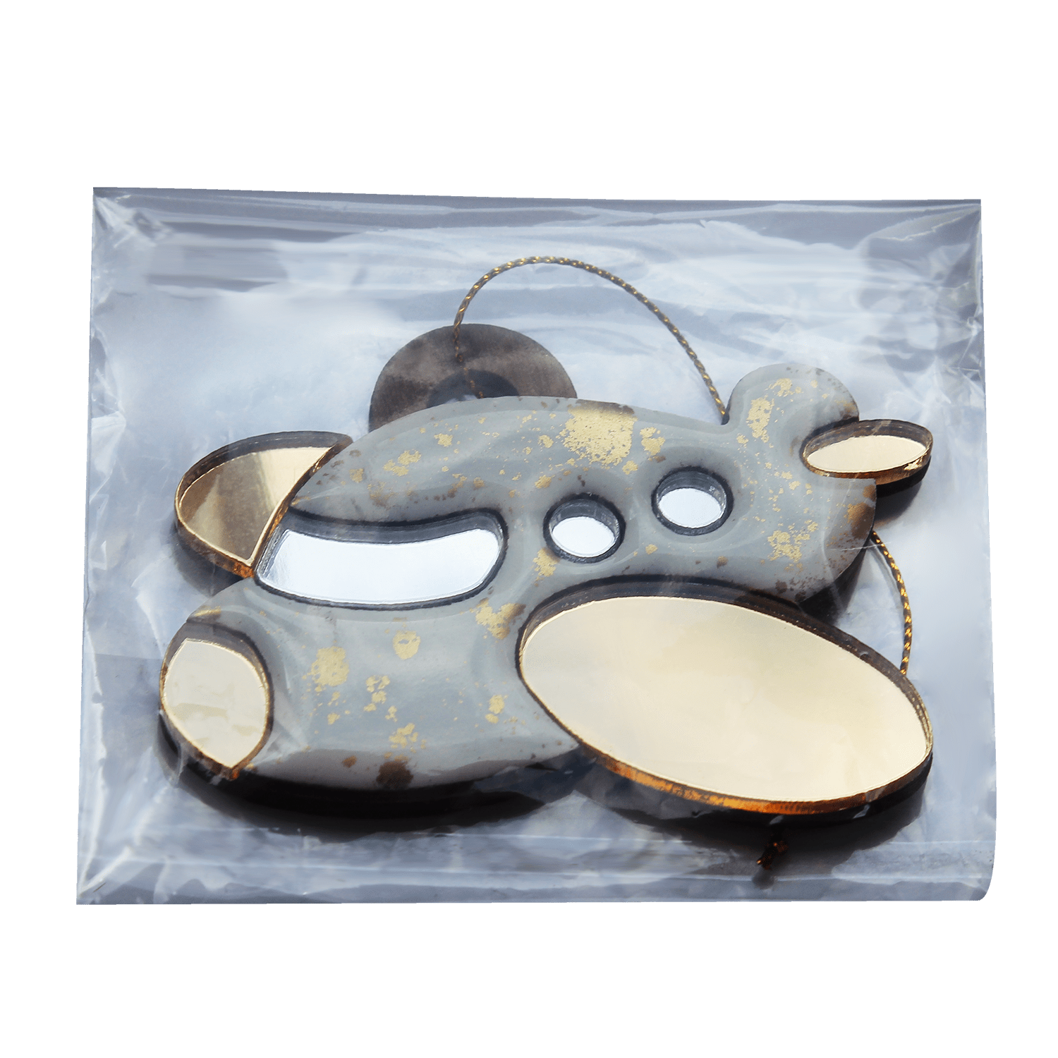 Ёлочная игрушка Самолетик (белый с золотым )-6