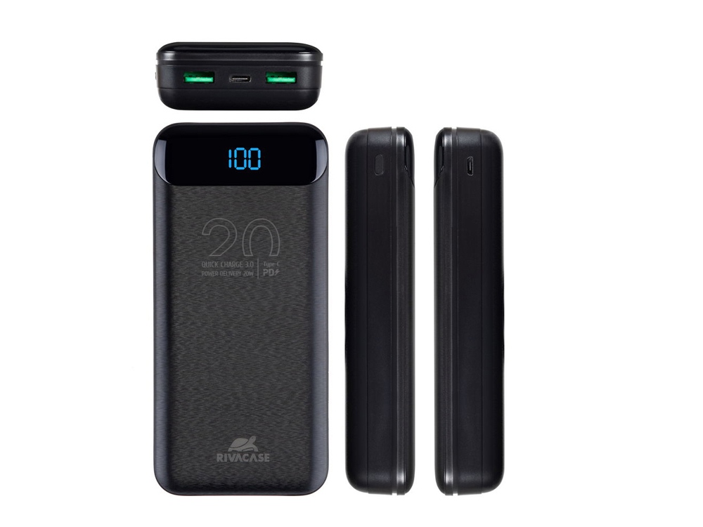 RIVACASE VA2582 (20 000mAh), QC/PD 22.5W внешний аккумулятор с дисплеем, черный /24-5