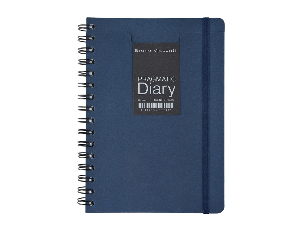 Ежедневник недатированный на гребне А5 Pragmatic, темно-синий-7