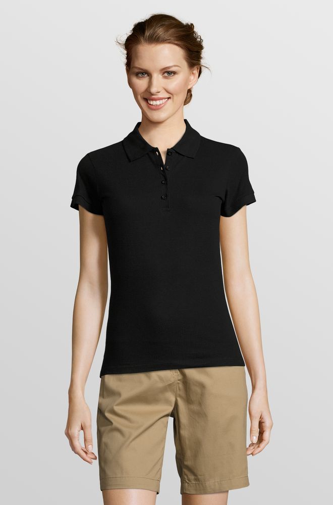 Рубашка поло женская People 210, черная-2