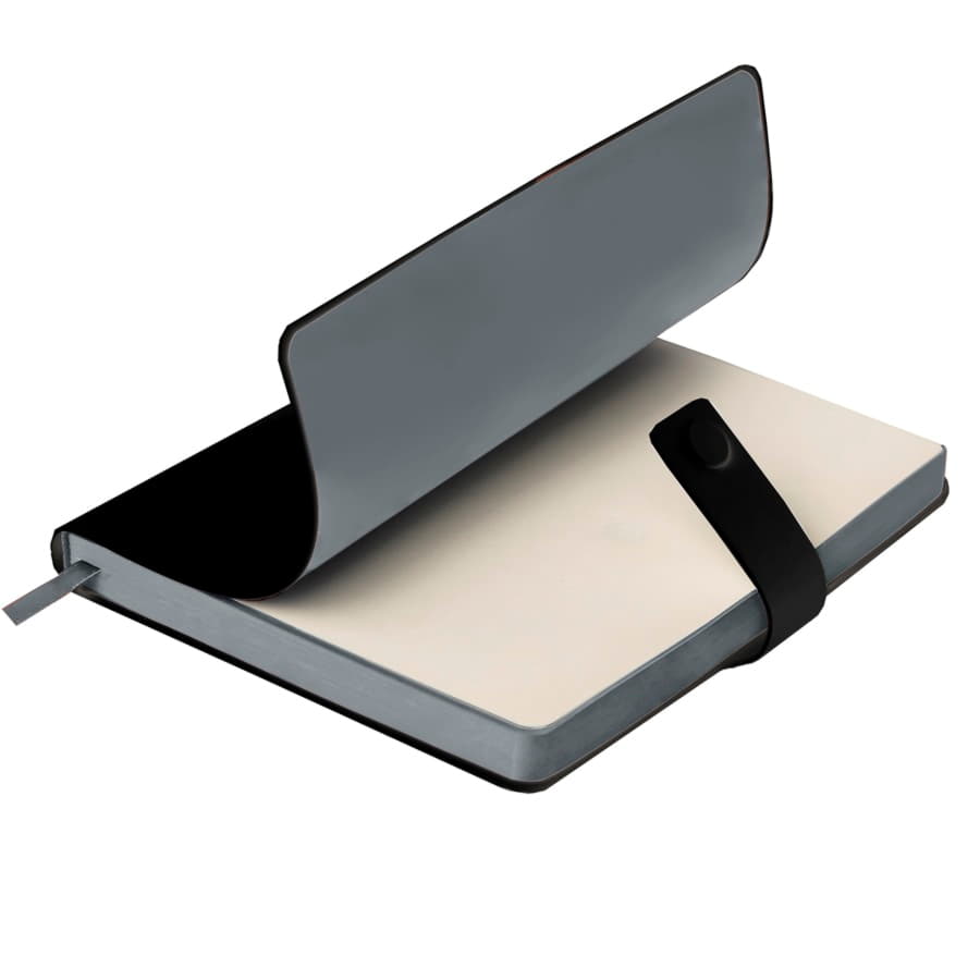 Ежедневник недатированный Stellar, А5, черный, кремовый блок  в линейку, с серым обрезом, черный, серый-7