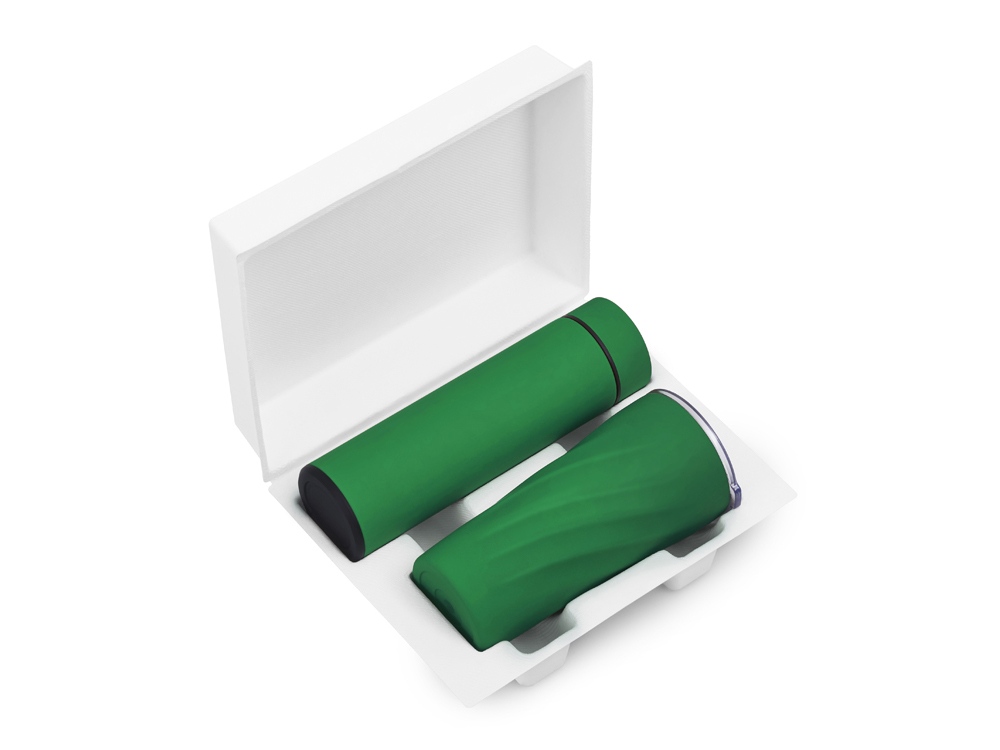 Подарочный набор FAMILY с термосом и термокружкой, зеленый-1