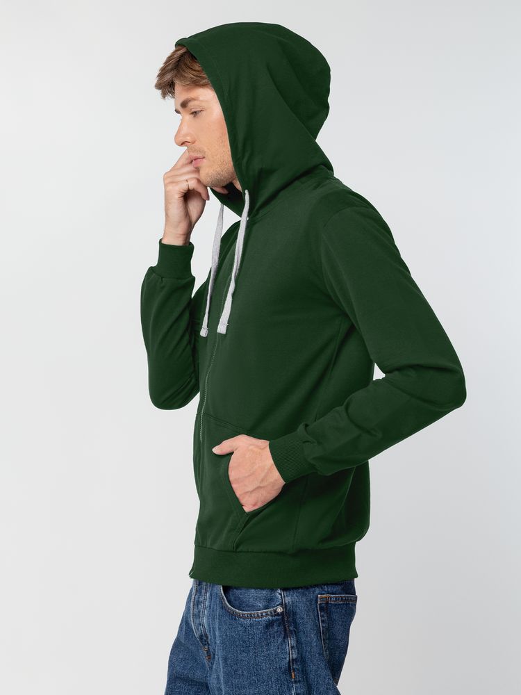 Толстовка на молнии с капюшоном Siverga, темно-зеленая-5