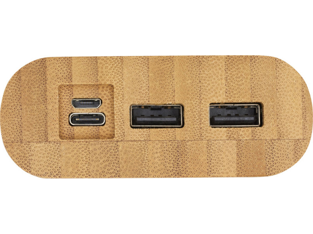 Портативное зарядное устройство Tulda из бамбука, 20 000 мАч, натуральный-7