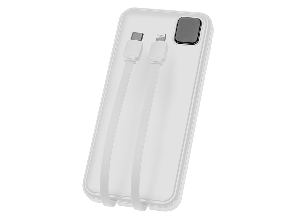 Внешний аккумулятор со встроенными кабелями Фрэйм, 10000мач, белый-4