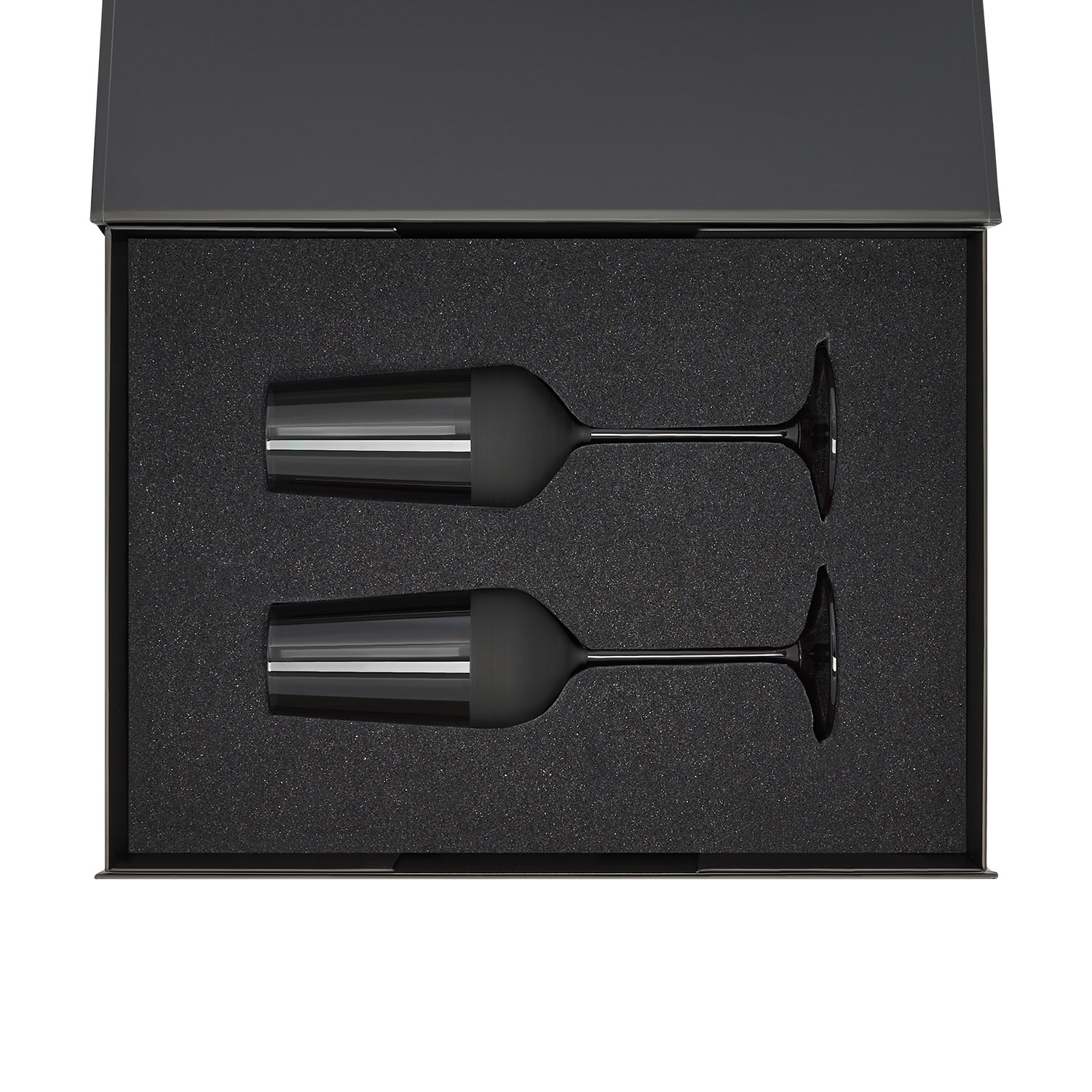 Подарочный набор 2 бокала для шампанского Black Edition в черной коробке-1