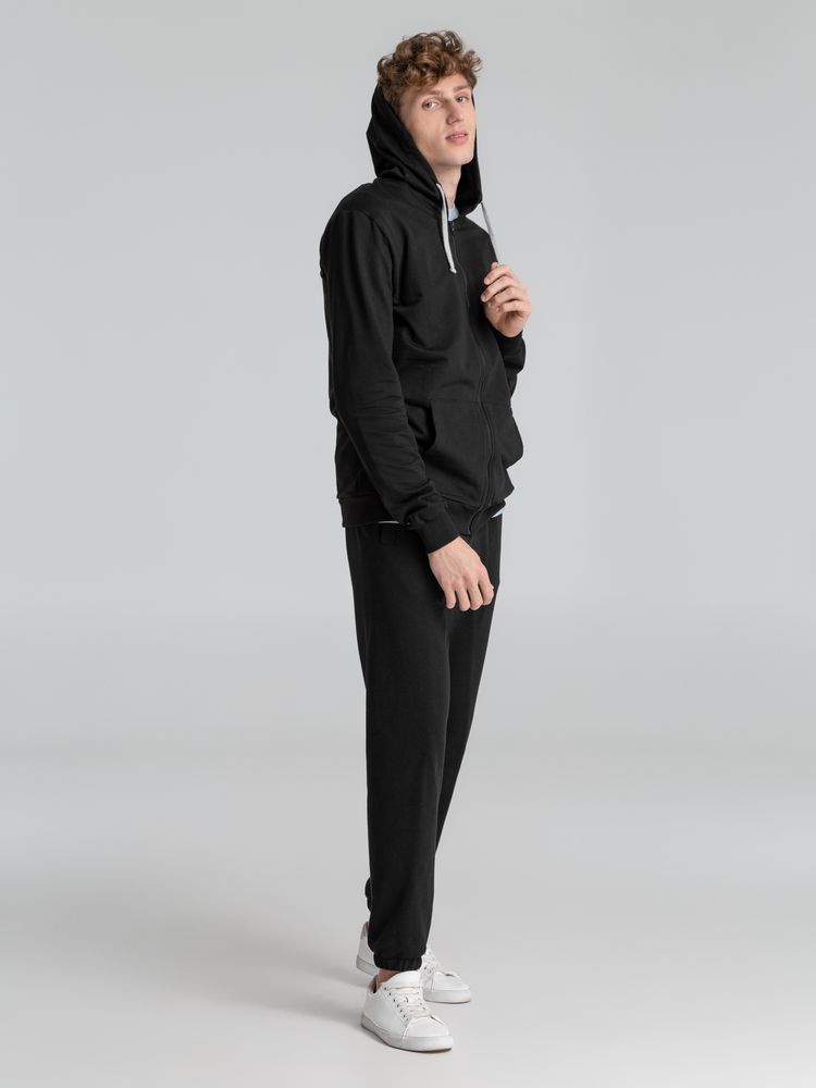 Толстовка на молнии с капюшоном Unit Siverga, черная-3