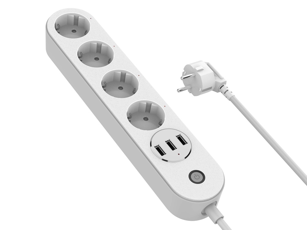 Умный сетевой фильтр HIPER IoT PS43/Wi-Fi 2,4 ГГц/4 розетки и 3 USB порта/2500Вт/10А IoT PS43-0