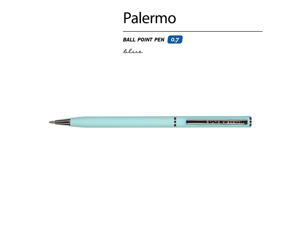 Ручка шариковая автоматическая BrunoVisconti® PALERMO цвет корпуса голубой, soft-touch, 0.7 мм-1