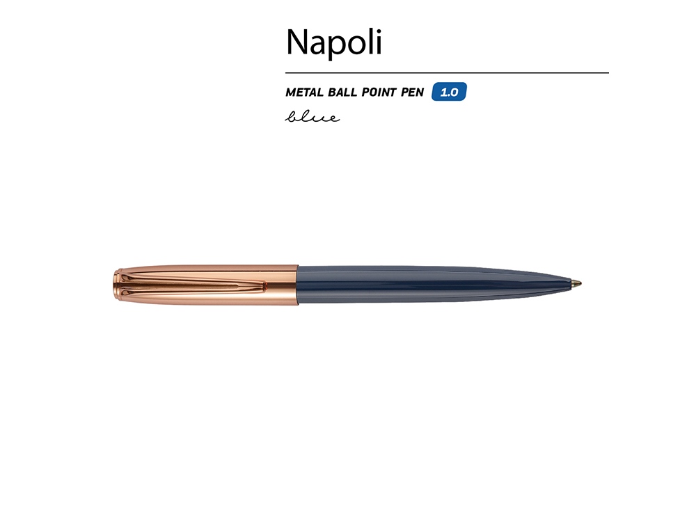 Ручка металлическая шариковая Napoli, синий/розовое золото-1