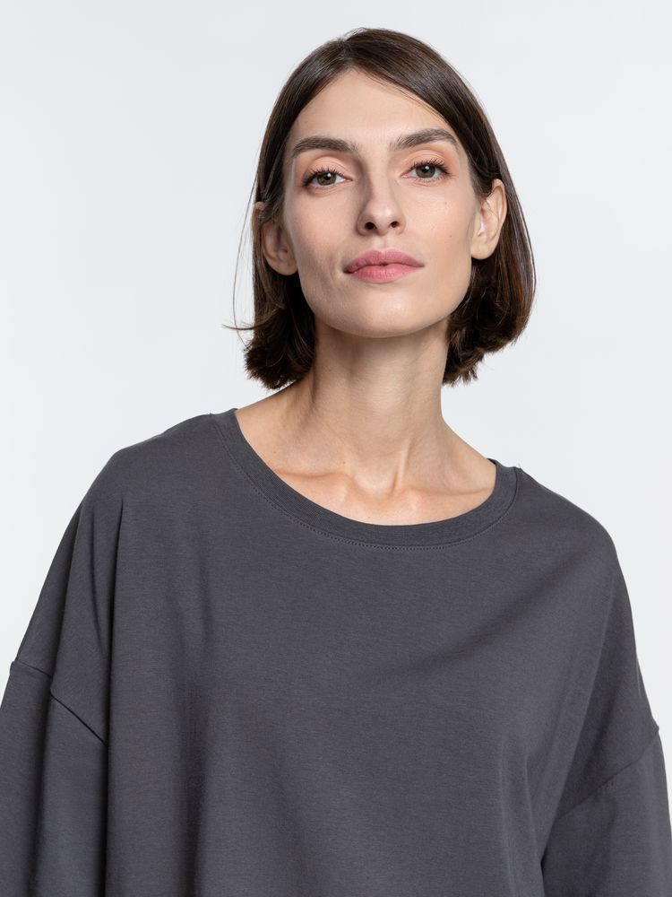 Футболка унисекс оверсайз Crosstown, темно-серая-3