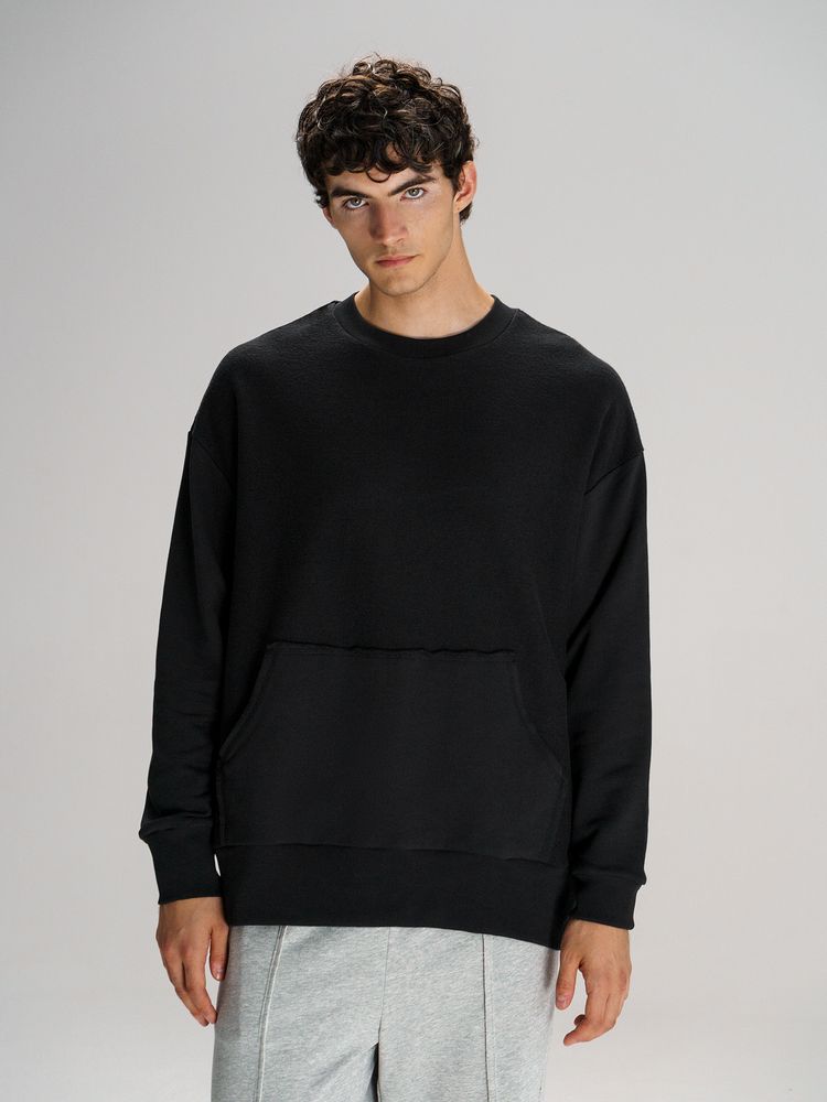 Свитшот оверсайз унисекс Vozduh, черный-3