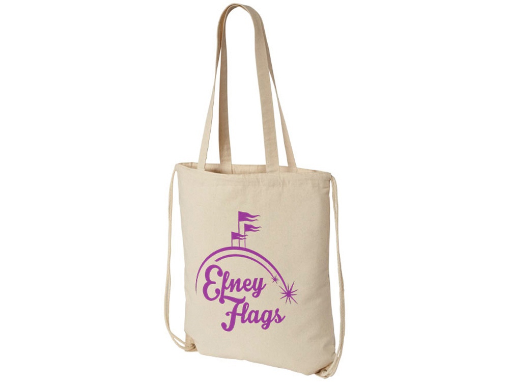 Рюкзак со шнурком Flin из хлопчатобумажной ткани плотностью 240 г/м2, натуральный-5