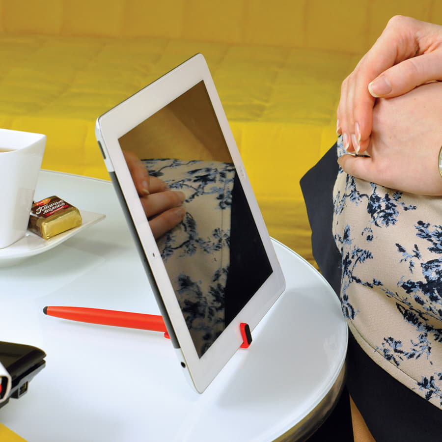 Ручка шариковая N3 со стилусом и подставкой для смартфона, синий-4