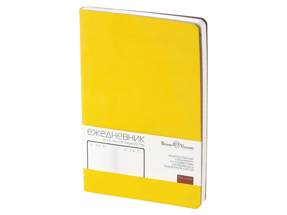 Ежедневник А5 недатированный Megapolis Velvet Flex, желтый-0