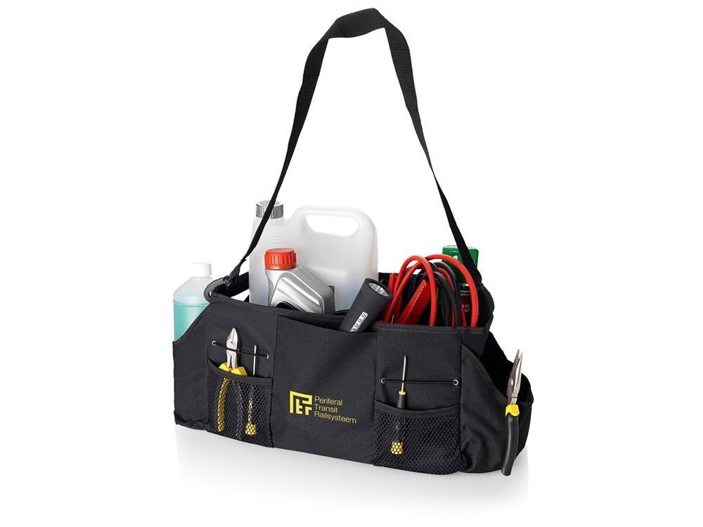 Подарочный набор с пледом, термокружкой и сумкой для инструментов, черный-3