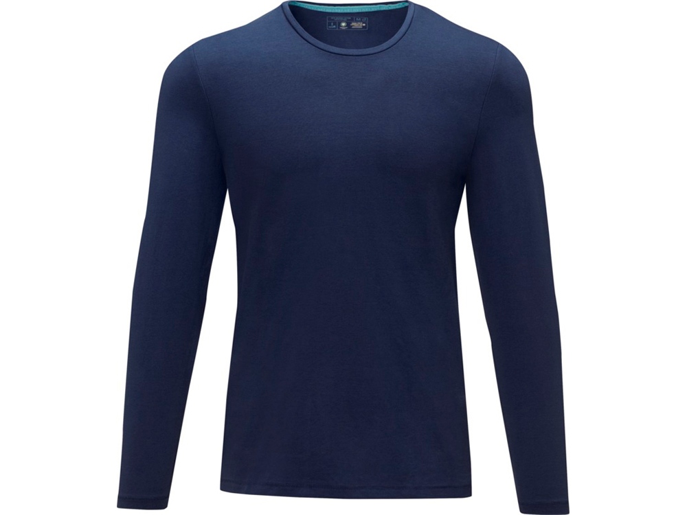 Ponoka мужская футболка из органического хлопка, длинный рукав, темно-синий-1