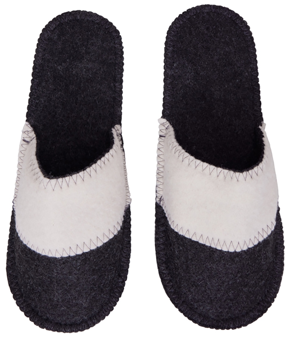 Тапочки белые/серые с отворотом без вышивки-1