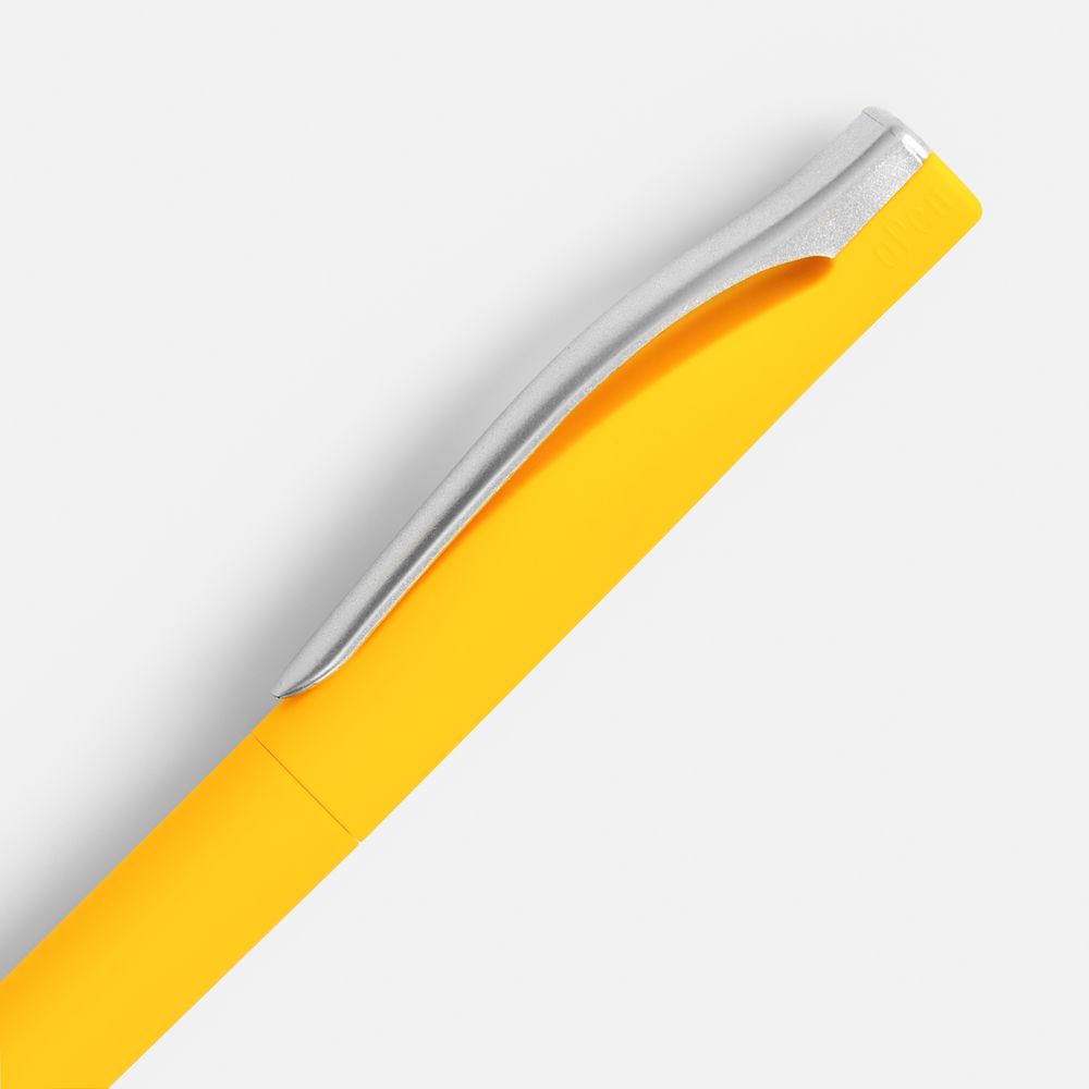 Ручка шариковая Pin Soft Touch, желтая-1