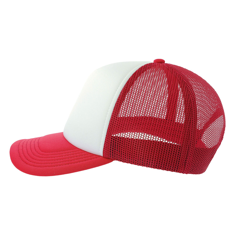 Бейсболка RAPPER-S, 5 клиньев, пластиковая застёжка, белый, красный-8