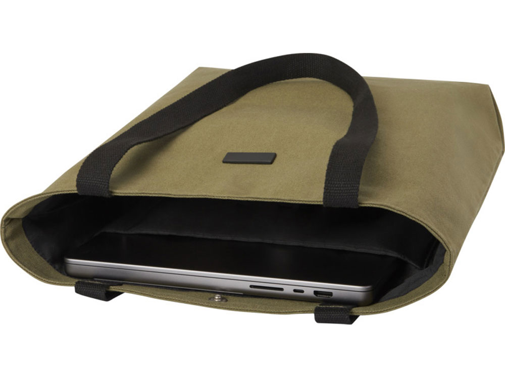 Универсальная эко-сумка Joey из холста, объемом 14 л, оливковый-4