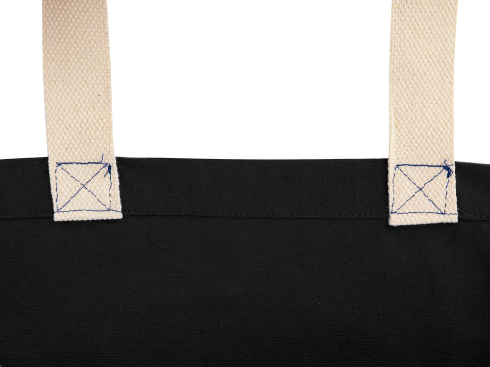 Сумка Donny из хлопка с донной складкой и парусиновыми ручками, черный-3