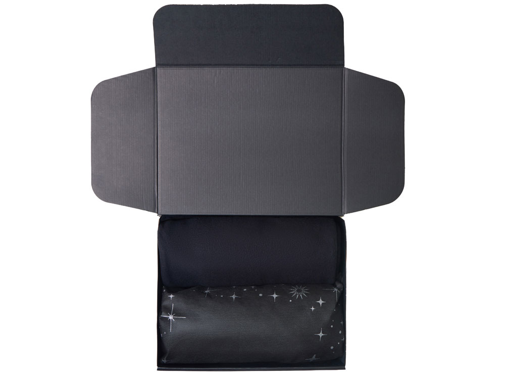 Подарочный набор с пледом, свечой и диффузором, черный-2