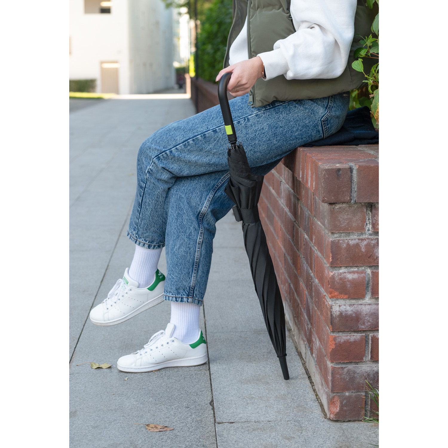 Зонт-трость Quantum, черный/салатовый-13