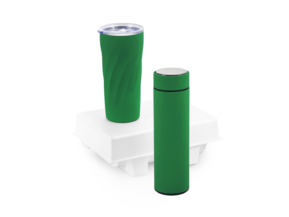 Подарочный набор FAMILY с термосом и термокружкой, зеленый-0