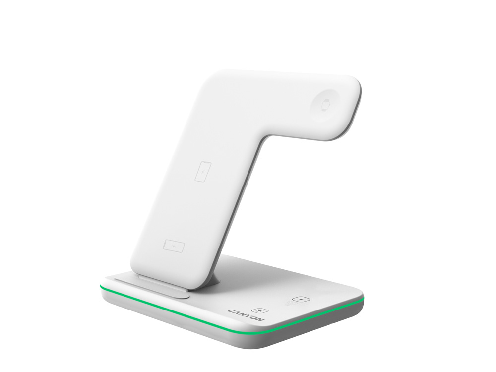 Беспроводное зарядное устройство для гаджетов 3-в-1 с технологией QI Canyon WS-303 (CNS-WCS303W), 15W, белый-0