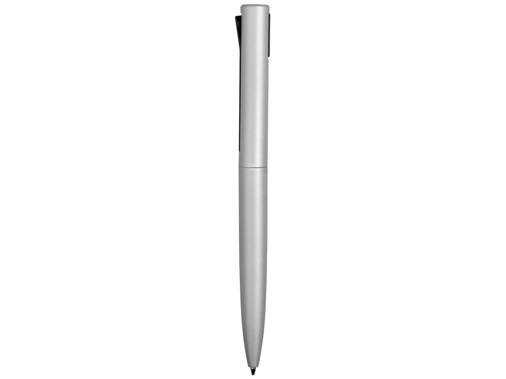Ручка металлическая шариковая Bevel, серебристый/черный-3