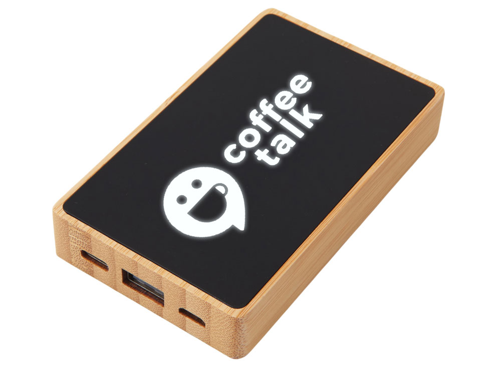 Внешний аккумулятор с подсветкой лого Reedia S2, 5000 mAh, бамбук, черный-0