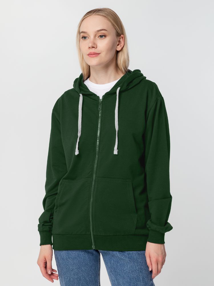 Толстовка на молнии с капюшоном Siverga, темно-зеленая-3