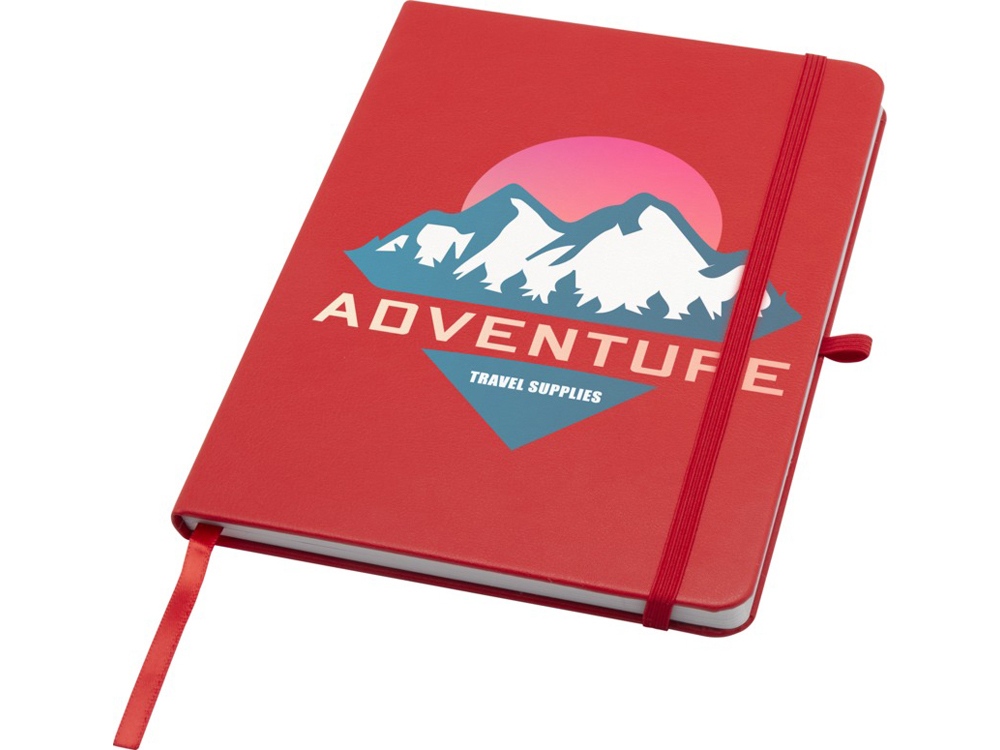 Teak блокнот А5 из переработан. материала в твердой обложке с линован. страницами - Красный-5