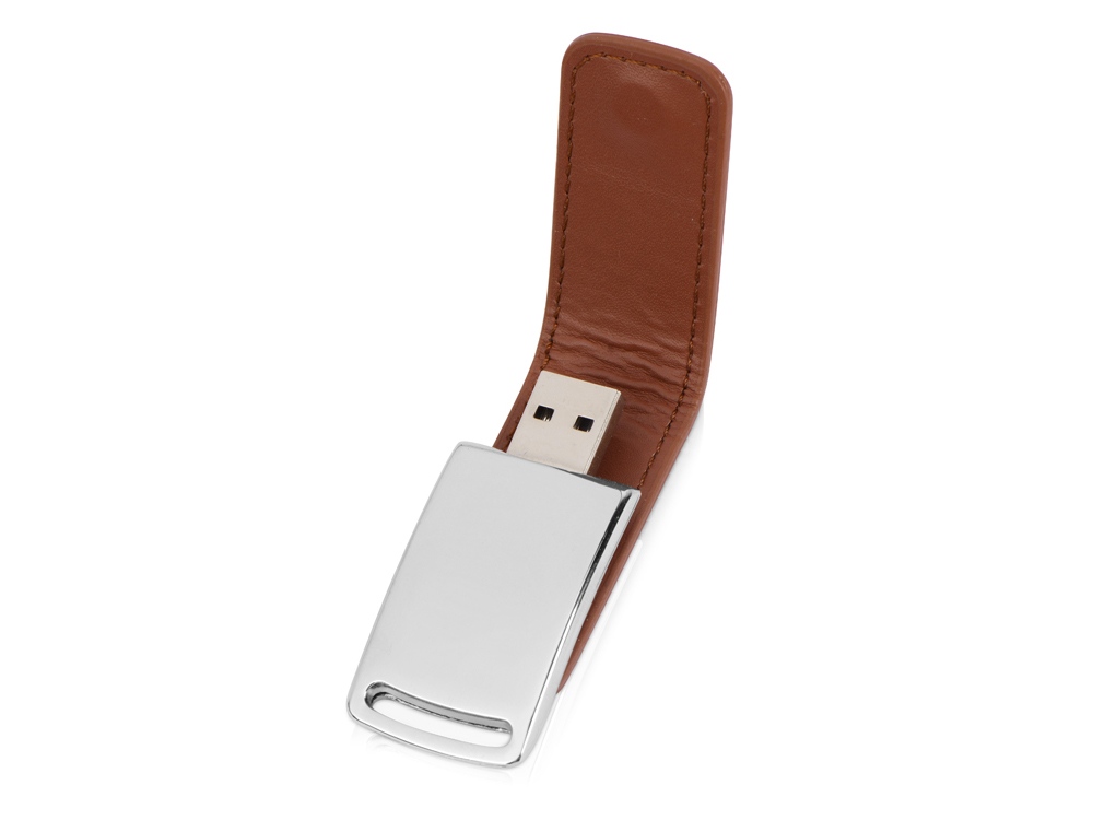 Флеш-карта USB 2.0 16 Gb с магнитным замком Vigo, светло-коричневый/серебристый-1