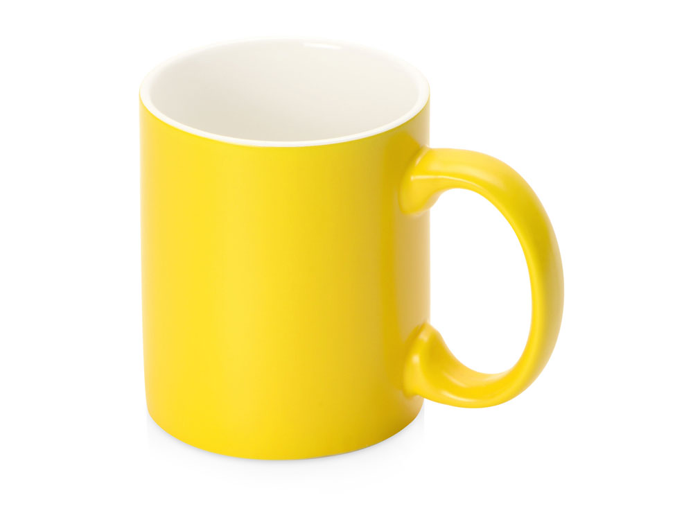 Матовая кружка Марко базовой формы, цветная снаружи, белая внутри, желтый-0
