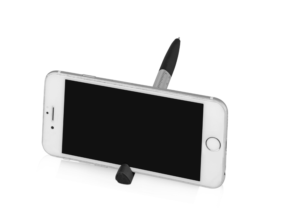 Ручка-стилус металлическая шариковая многофункциональная (6 функций) Multy, серебристый-3