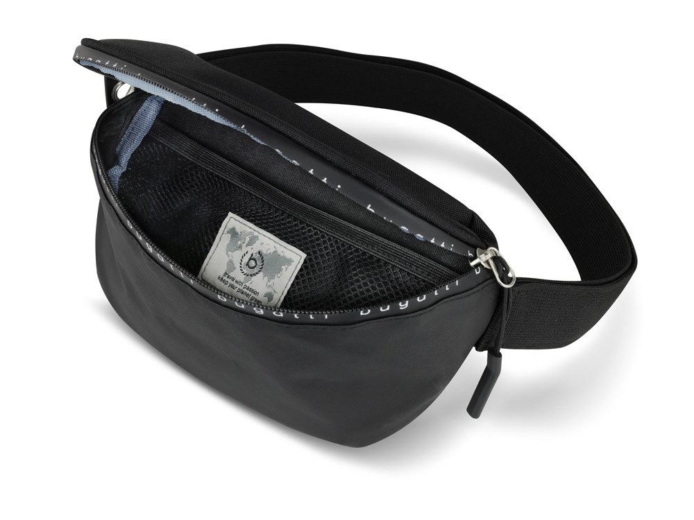 Сумка на пояс BUGATTI Blanc Delight, чёрная, нейлон RPET600D/тарпаулин/полиэстер, 24х11х12,5 см, 2 л-2