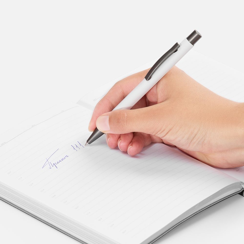 Ручка шариковая Atento Soft Touch, белая-3