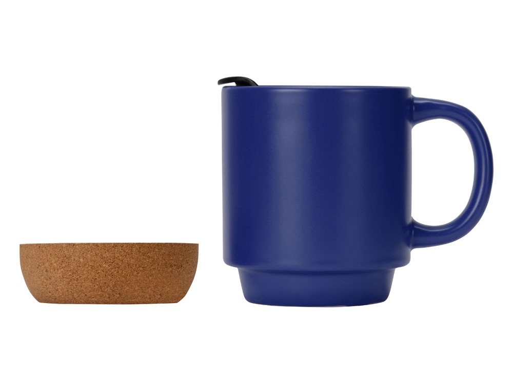Кружка Denpasar с пробковым дном и крышкой, цветная с двух сторон, синий-5