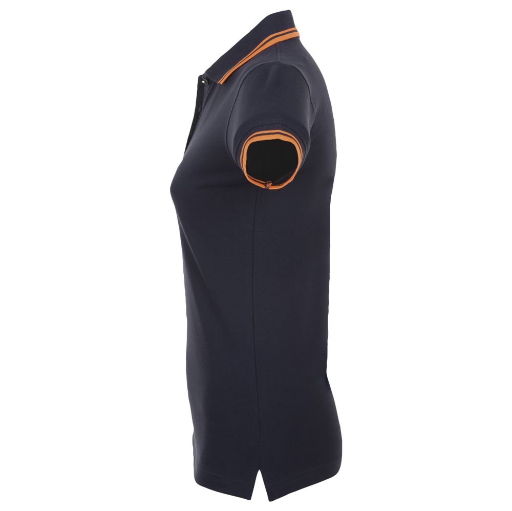 Рубашка поло женская Pasadena Women 200 с контрастной отделкой, темно-синяя (navy) с неоново-оранжевым-3