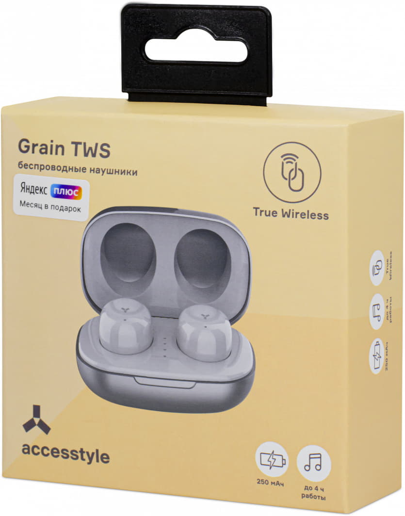 Беспроводные наушники ACCESSTYLE GRAIN TWS, серебристый, серебристый-4