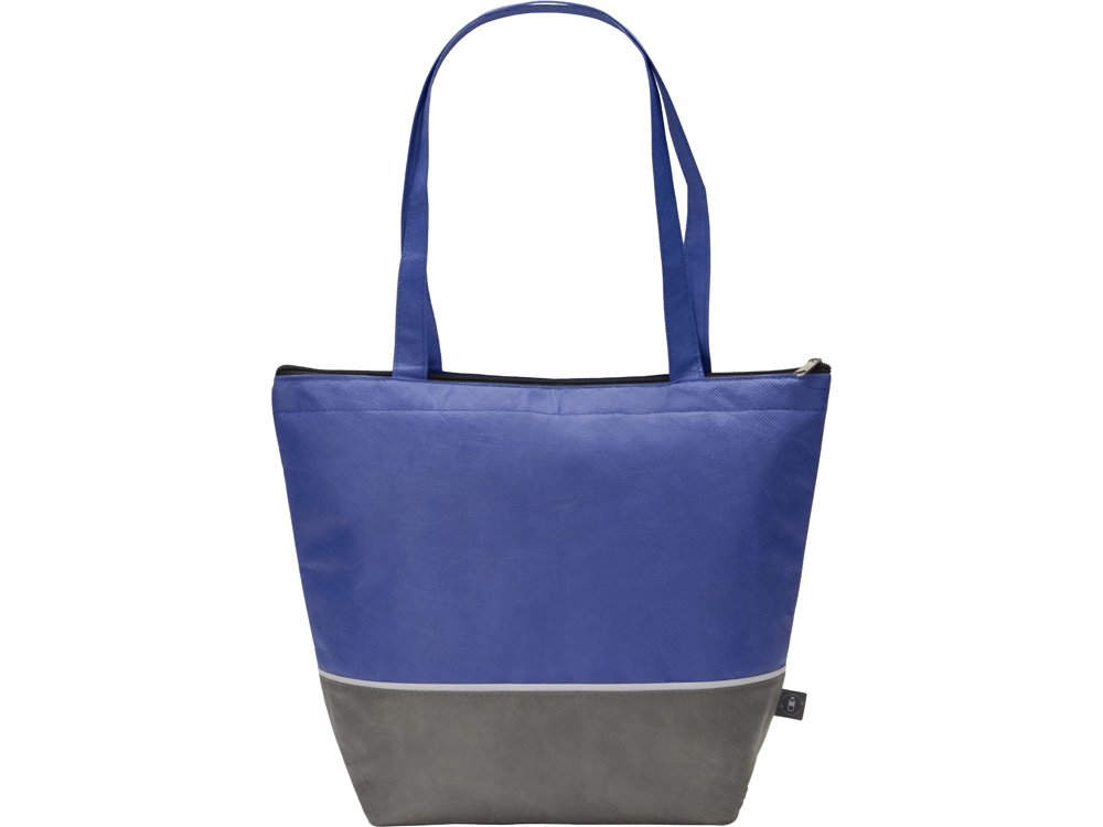 Сумка-холодильник Reviver с длинными ручками из нетканого переработанного материала RPET, синий/серый-2