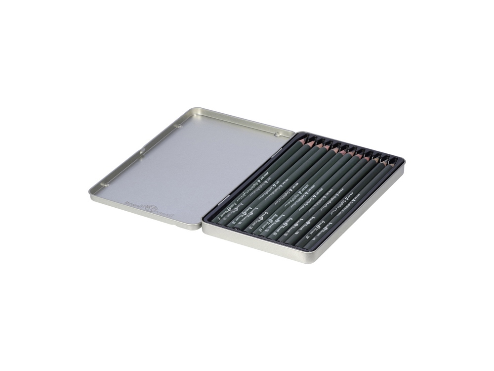 Набор чернографитовых карандашей  Sketch & Art ,12 шт. b-14b,  металлическая коробка с ложементом-1