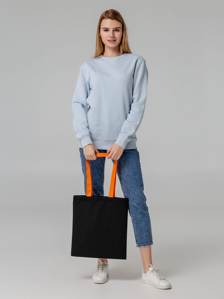 Холщовая сумка BrighTone, черная с оранжевыми ручками-4