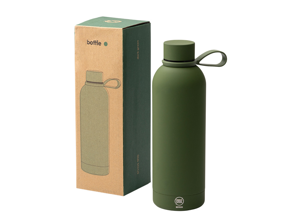 Термобутылка из переработанной нержавеющей стали 500 мл Сивас (SIVAS), темно- зеленый-2