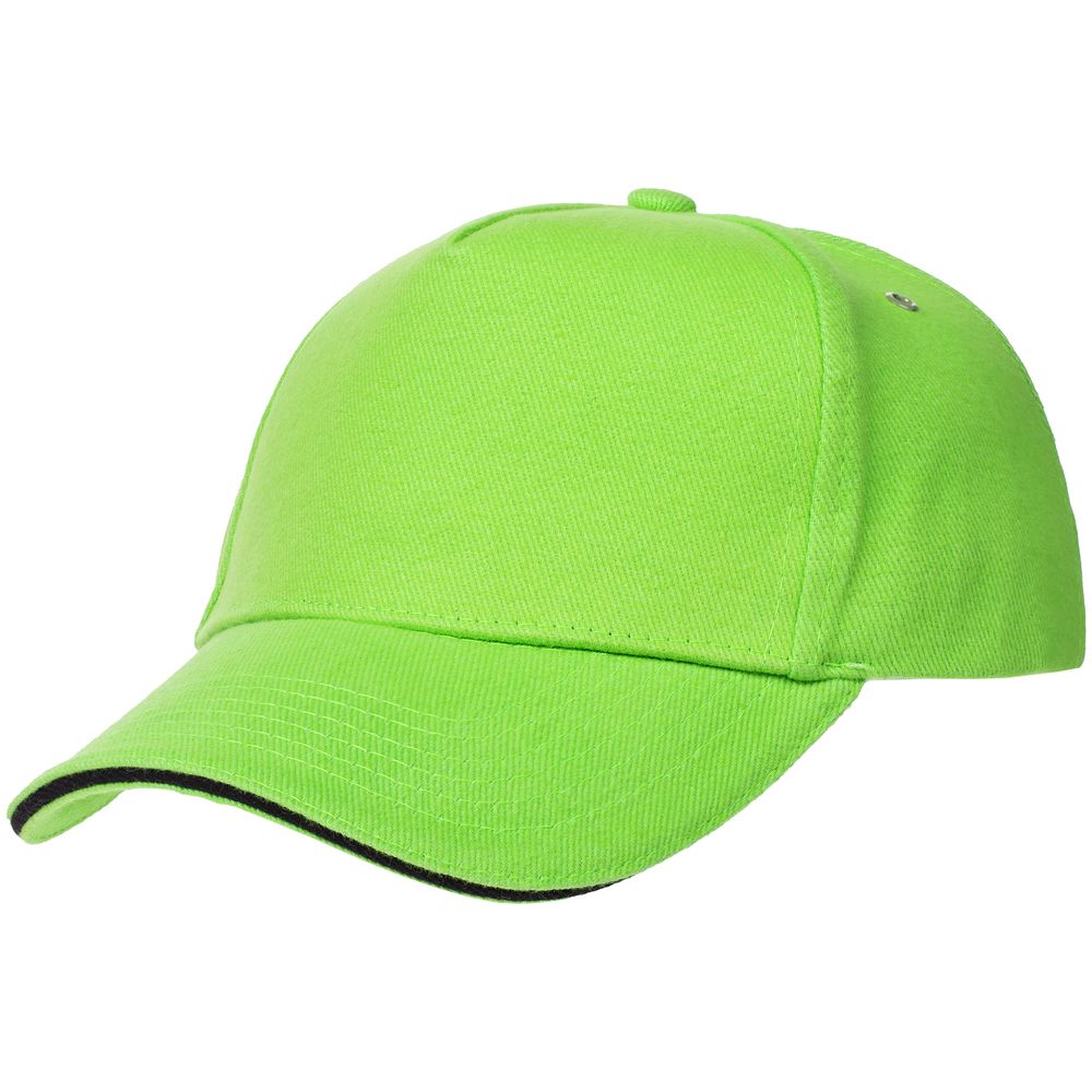 Бейсболка Classic, зеленое яблоко с черным кантом-0