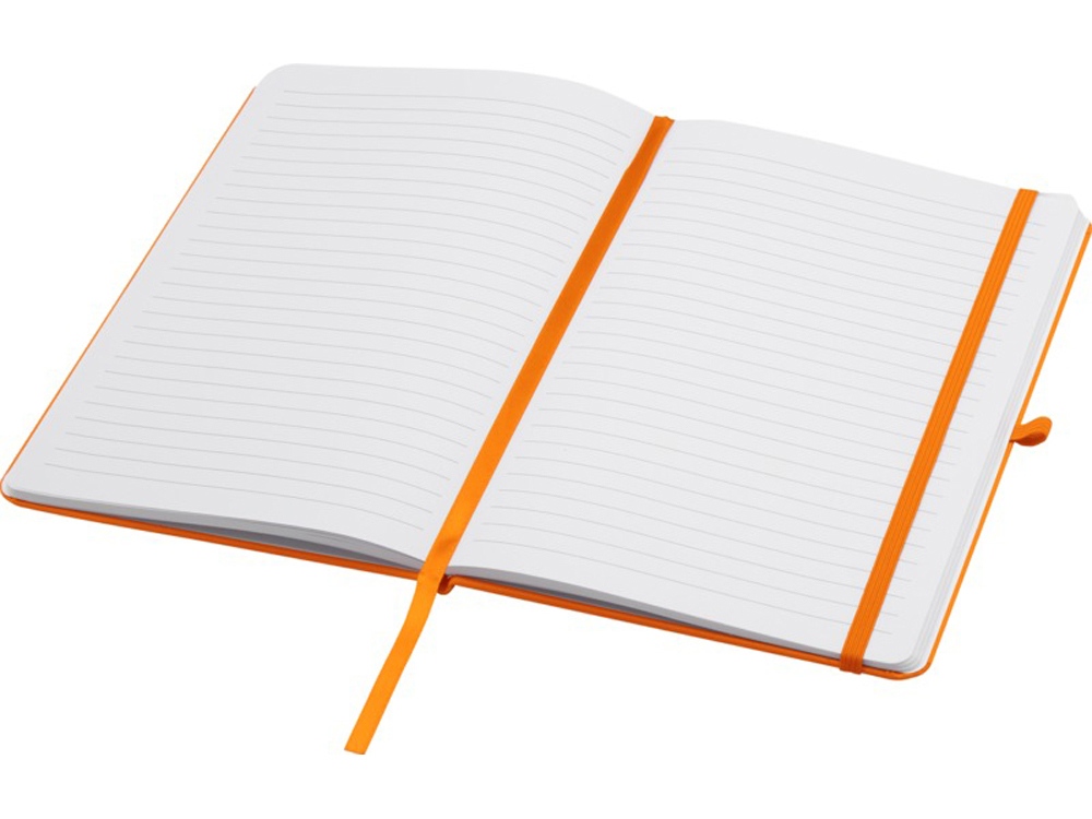 Teak блокнот А5 из переработан. материала в твердой обложке с линован. страницами - Оранжевый-3