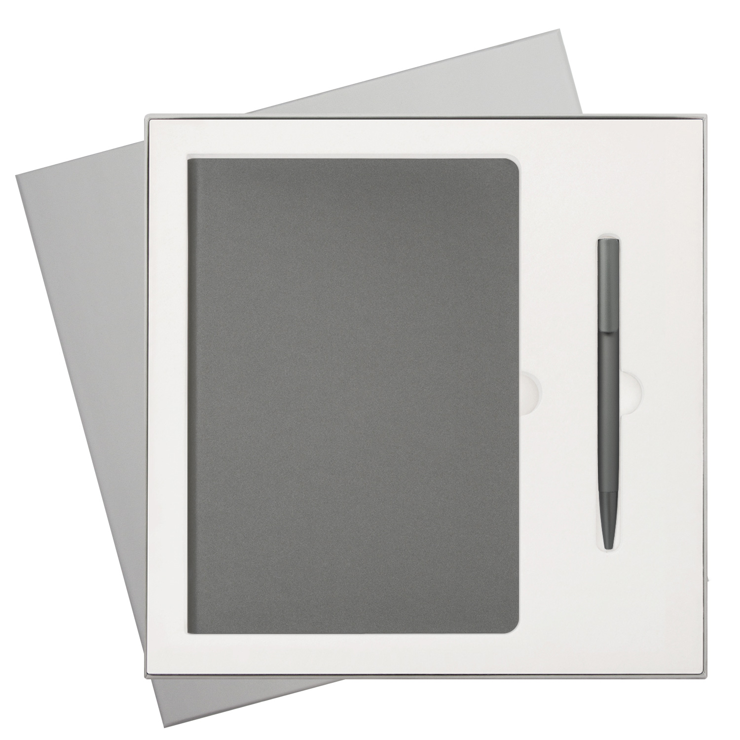 Подарочный набор Мун Ривер (Moon river), серый (ежедневник, ручка)-0