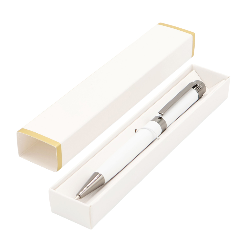 Ручка Senator в коробке Cradle белой с позолотой, Белый-0